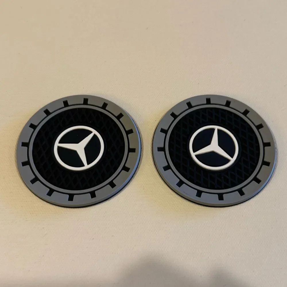 Mercedes Car Cup Coasters in Black and Gray Set of 2 NWT